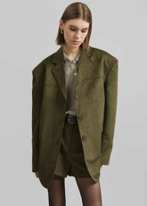 Merida Faux Suede Blazer Khaki - Women