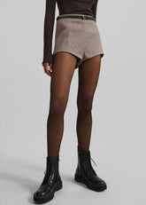 Mevra Houndstooth Hot Pants Light Brown - Women