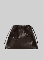 Morgan Crackled Faux Leather Large Pouch Brown - Women