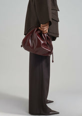 Morgan Crackled Faux Leather Small Pouch Burgundy - Women