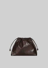 Morgan Crackled Faux Leather Small Pouch Brown - Women