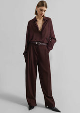 Durham Pleated Trousers Burgundy - Women