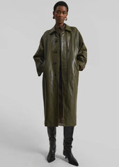 Skane Faux Leather Trench Khaki - Women