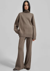 Odense Ribbed Flared Pants Brown - Women