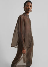 Peri Sheer Shirt Brown - Women