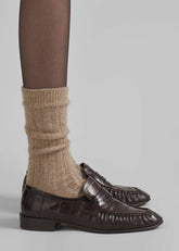 Kano Cashmere Ribbed Socks Taupe - Women