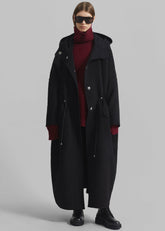 Alida Hooded Long Coat Black - Women