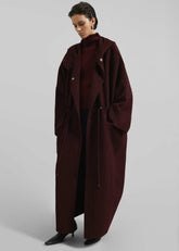 Alida Hooded Long Coat Burgundy - Men/Women