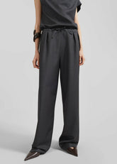 Loulou Studio Cove Elastic Waistband Pants Black Melange - Women