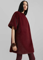 Stauben Faux Fur Mini Dress Burgundy - Women