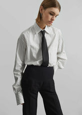Anvers Striped Cotton Button Up Shirt White/Black Stripe - Women