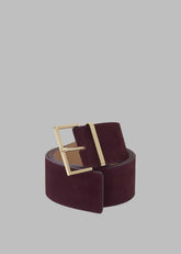 Evro Suede Leather Belt Burgundy - Women