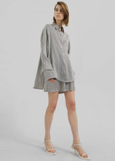 Lui Striped Silk Boxer Shorts Black/White Stripe - Women