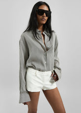 Lui Striped Silk Shirt Black/White Stripe - Women