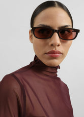 Tulia Long Sleeve Mesh Tee Burgundy - Women