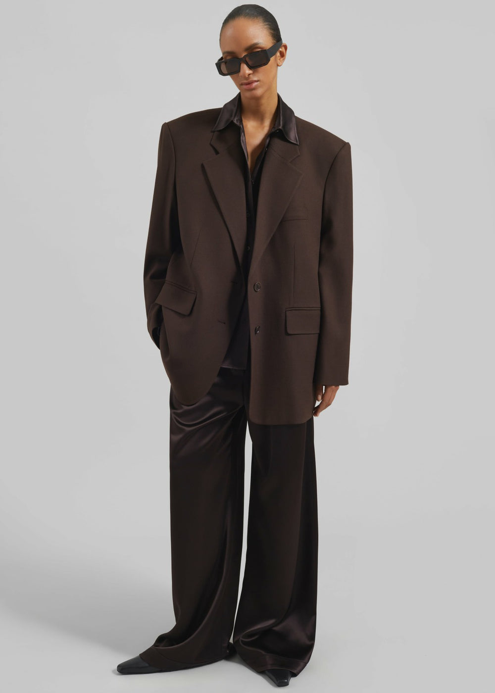 Linnea Oversized Wool Blazer Brown - Women