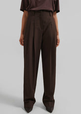 Gelso Pleated Twill Trousers Brown - Women