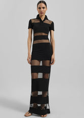 Coperni Striped Sheer Polo Dress Black - Women