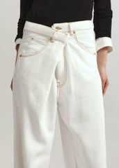 Darkpark Ines Fold Over Denim Washed White - Women
