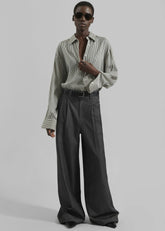 Nellore Pleated Denim Pants Dark Grey Melange - Women