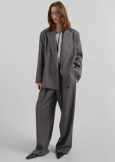 Orsay Boxy Double Breasted Blazer Dark Grey - Women
