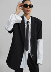 Maisie Short Sleeve Twill Blazer Black - Women