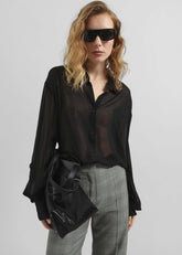 Peri Silk Georgette Shirt Black - Women