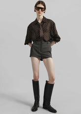 Tenby Striped Hot Pants Brown Melange - Women