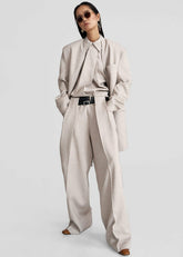 Corsham Pleated Trousers Beige Melange - Women