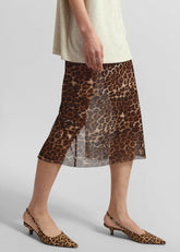Suva Sheer Leopard Skirt Brown - Women