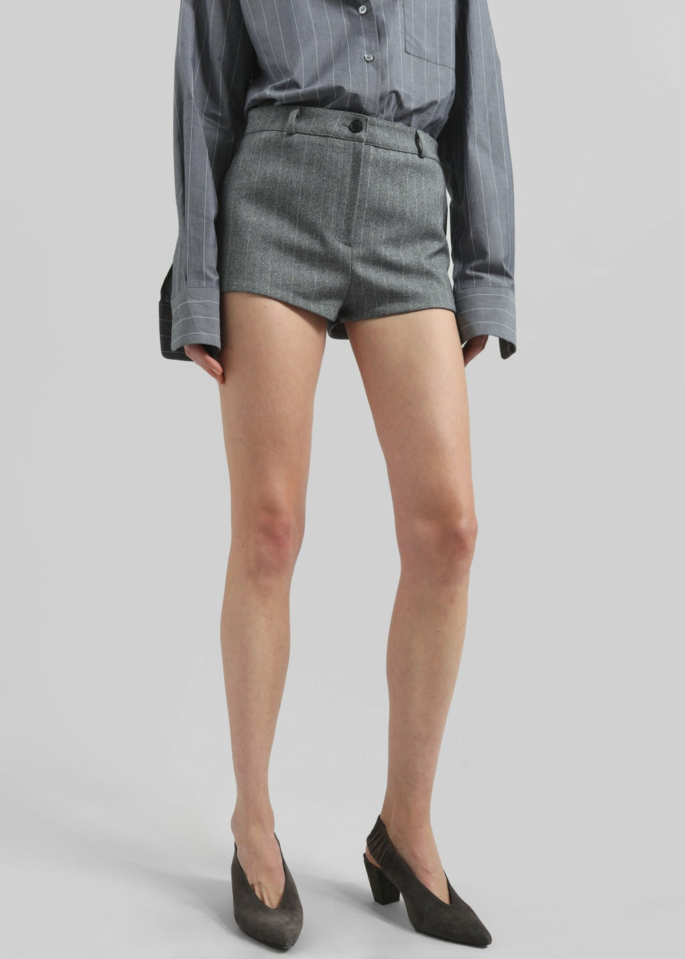 Tenby Striped Hot Pants Grey Melange - Women