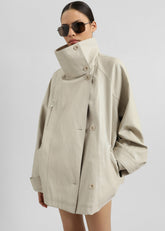 Amunta Faux Leather Trench Jacket Light Beige - Women
