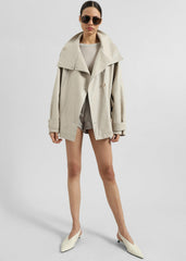 Amunta Faux Leather Trench Jacket Light Beige - Women