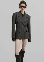Tenby Striped Cinched Blazer Brown Melange - Women