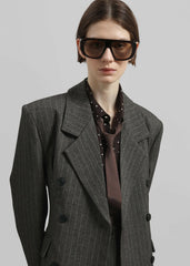 Tenby Striped Cinched Blazer Brown Melange - Women