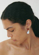Completedworks Bio-Resin Red Lace Agate Earrings Blue/Red - Women