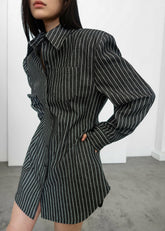 Sterford Pocket Shirt Black/White Stripe - Women