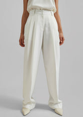 Gelso Pleated Twill Trousers White - Women