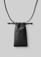 Lyon Drawstring Leather Pouch Black - Women