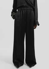 Mirca Satin Elastic Pants Black - Women