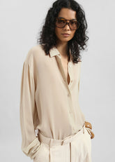 Peri Silk Georgette Shirt Beige - Women
