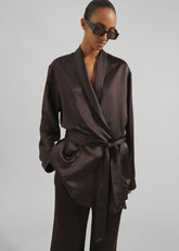 Scarlett Satin Kimono Jacket Brown - Women