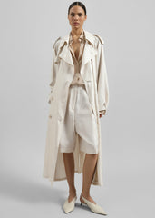 Veyron Silk Trench Ivory - Women