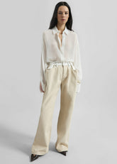 Hayla Contrast Denim Pants Beige/Off White - Women