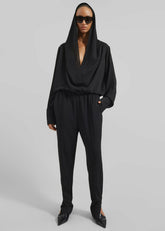 Annie Fluid Hooded Blouse Black - Women