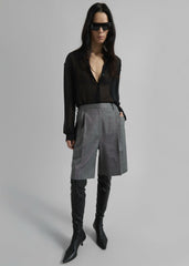 Marfa Pleated Bermuda Shorts Grey Melange - Women