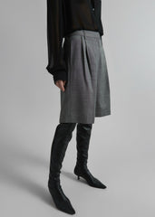 Marfa Pleated Bermuda Shorts Grey Melange - Women