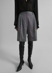 Marfa Pleated Bermuda Shorts Grey Melange - Women