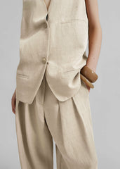 Melrose Linen Vest Cement - Women