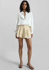 Juvay Pleated Shorts Pale Yellow - Women